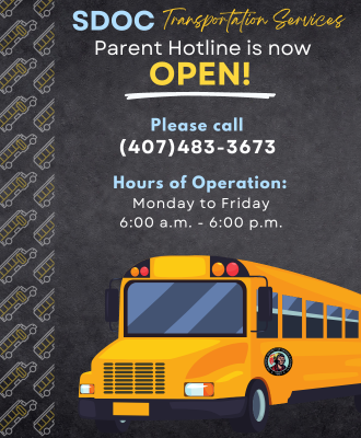  SDOC transportation services back to school parent hotline is open